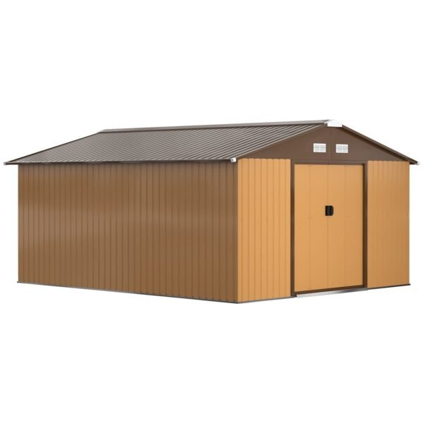 Outsunny Outdoor Storage Shed Yellow 11' x 13' Galvanized Steel