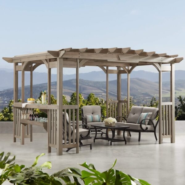 Yardistry Structures 10x14 Madison Cedar Pergola Timber Gray